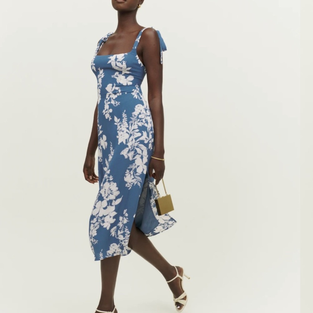 Reformation Besse Blue Floral Midi Dress